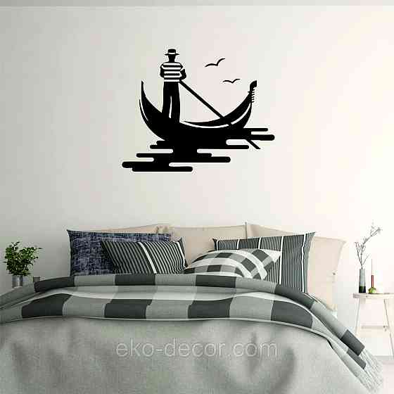 Декоративное настенное Панно «Венецианский гондольер» Декор на стену 90*72 см, Черный Киев