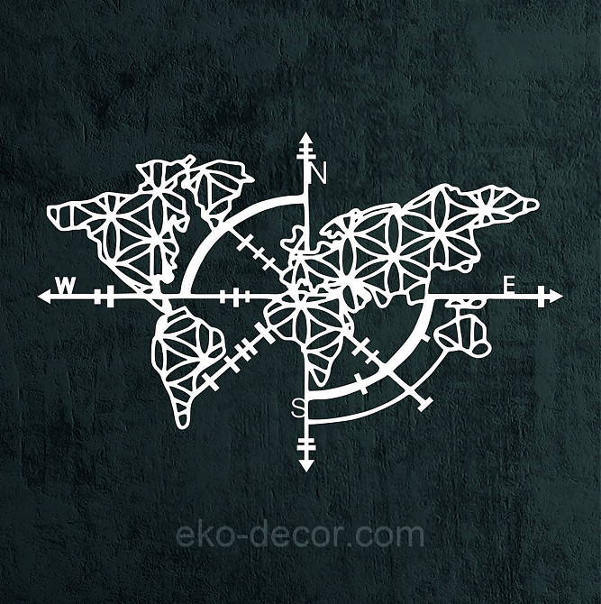 Декоративне настінне 3D Панно «Карта Компас», Декор на стіну з об'ємом Київ - фото 8