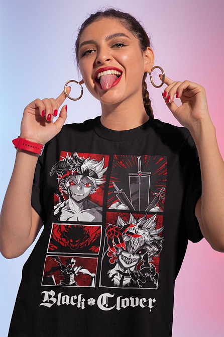 Футболка для хлопчика з аніме принтом Чорна конюшина оверсайз (зріст від 165 до 180) Чорний AnimeJ0162m Дніпро - фото 2