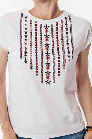 Вышиванка-футболка женская, белая Киев