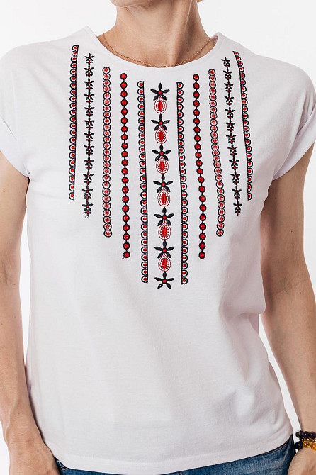 Вышиванка-футболка женская, белая Киев - изображение 2