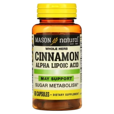 Травы Mason Natural Корица с альфа-липоевой кислотой, Cinnamon Alpha Lipoic Acid, 60 кап (MAV-16555) Винница - изображение 1