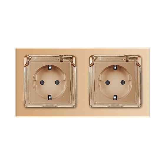 LIVOLO Подвійна електрична розетка вологозахисна з кришкою IP44 з заземленням, LIVOLO, золота, Коломия