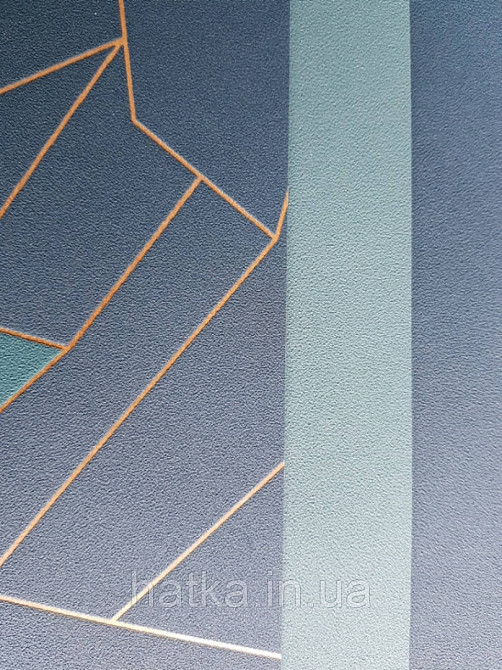 Шпалери вінілові на флізелін AS creation New-life геометрія абстракція смуги золотом фігури сині бірюзові Київ - фото 4