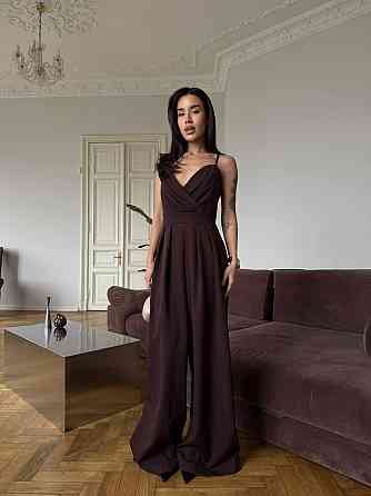 Жіночий стильний елегантний комбінезон костюмка преміум'якості Шоколад, 44 Одеса