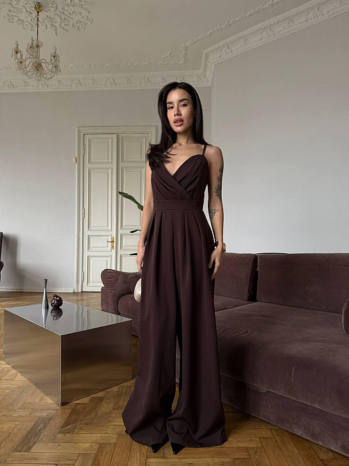 Жіночий стильний елегантний комбінезон костюмка преміум'якості Шоколад, 44 Одеса - фото 1