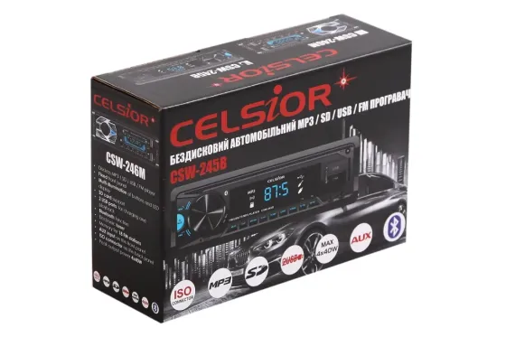 Автомагнітола «Celsior» CSW-245B Sea color BT/USB+USB Charge/MicroSD/ISO/дод. розєм (без радіат.) Вінниця