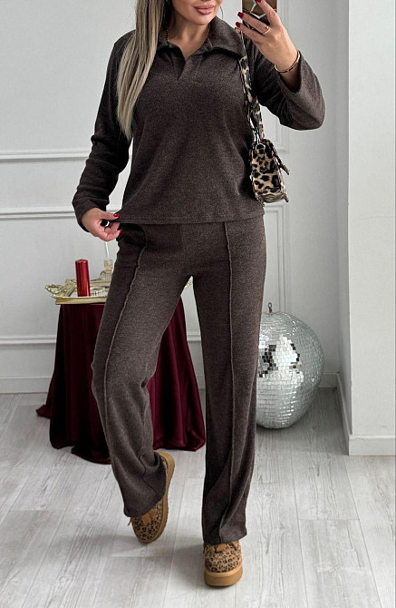 Женский базовый вязаный костюм двойка из ангоры Шоколадный, 50/52 Одесса - изображение 10