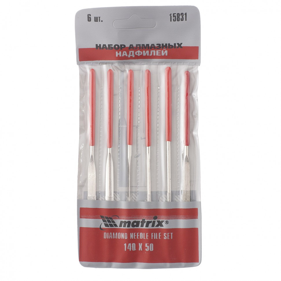 Набор надфилей алмазных, 140 х 50 х 3 мм, 6 шт Matrix Полтава - изображение 1
