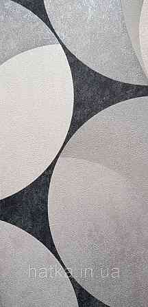 Шпалери вінілові на флізеліні гарячого тиснення Sintra Atmosphere метрові геометрія кола сірий чорний 512449 Київ