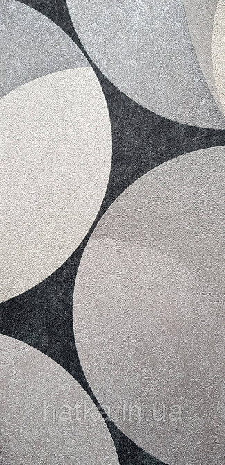 Шпалери вінілові на флізеліні гарячого тиснення Sintra Atmosphere метрові геометрія кола сірий чорний 512449 Київ - фото 3