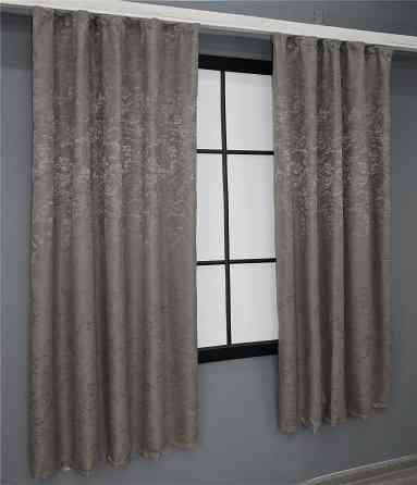 Комплект коротких штор VR-Textil Льон мармур Pavliani № 1373ш 130х170 см 2 шт Коричнево-сірий (35-0057) Київ