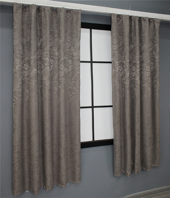 Комплект коротких штор VR-Textil Лен мрамор Pavliani № 1373ш 130х170 см 2 шт Коричнево-серый (35-0057) Киев - изображение 3
