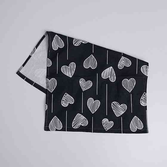 Махровое кухонное полотенце Сердечки 40х60 см 300г/м2 GM Textile (Черный) Сумы