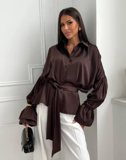 Женская стильная элегантная блуза шелк армани Шоколад, 46 Одесса - изображение 1