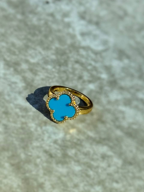 Van Cleef набор - сережки, подвеска, браслет, кольцо  / голубая эмаль под бирюзу / лимонное золото Одесса - изображение 7