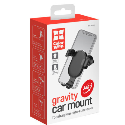 Универсальный автодержатель ColorWay Metallic Gravity Holder Black (CW-CHG01-BK) Винница - изображение 6