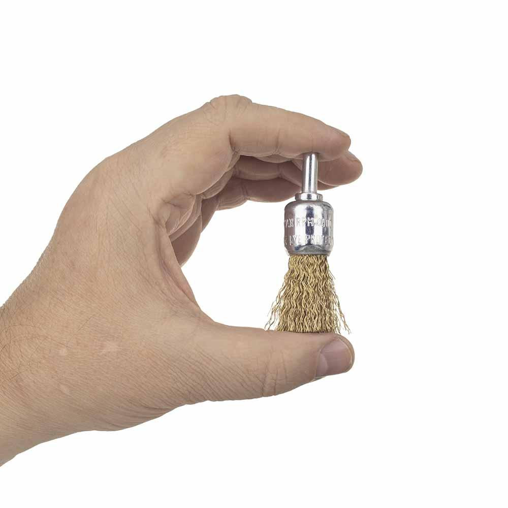 Щетка проволочная конусообразная Ø17мм хвостовик Ø6мм (латунированная) SIGMA (9017011) Ровно - изображение 2