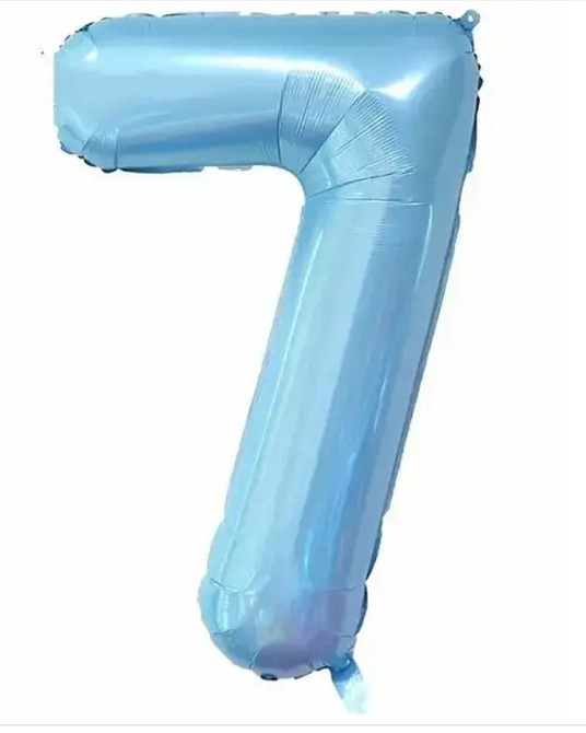 Цифра фольгирована 7 голубая 30