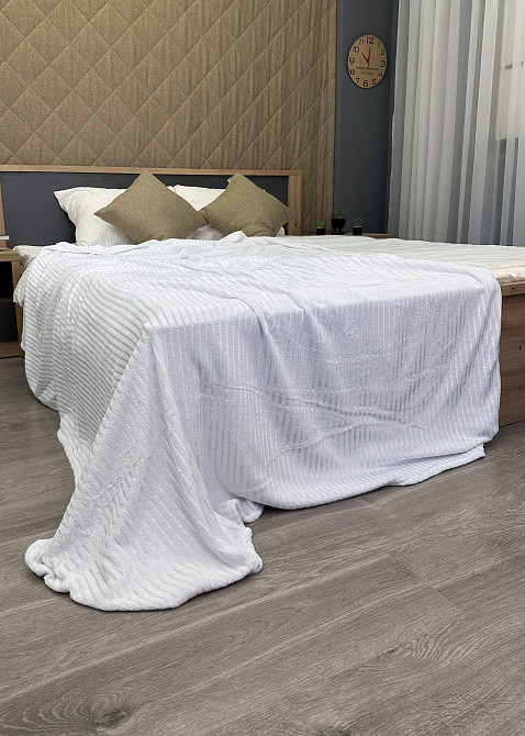 Плед-покривало 155х200 см (+-5см) рельєфний полоска Білий (87-090) Київ - фото 8