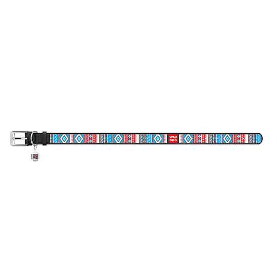 Нашийник для собак шкіряний WAUDOG Design з QR паспортом, малюнок "Етно", XL, Ш 35 мм, Дов 46-59 см, чорний Київ
