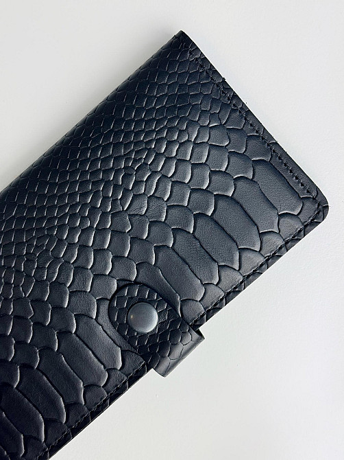 Портмоне чоловіче із натуральної шкіри тиснення пітон SR016 (Чорний) Суми - фото 2