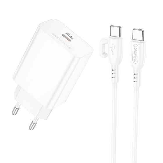 Мережевий зарядний пристрій з кабелем BOROFONE BA21A Pro Long journey single port PD20W charger set(C to C) Одеса