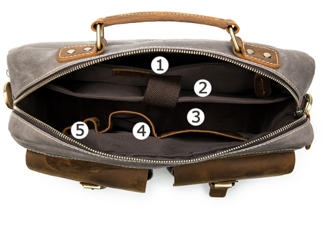 Сумка-портфель чоловіча текстильна з шкіряними вставками Vintage 20001 Сіра Київ - фото 6