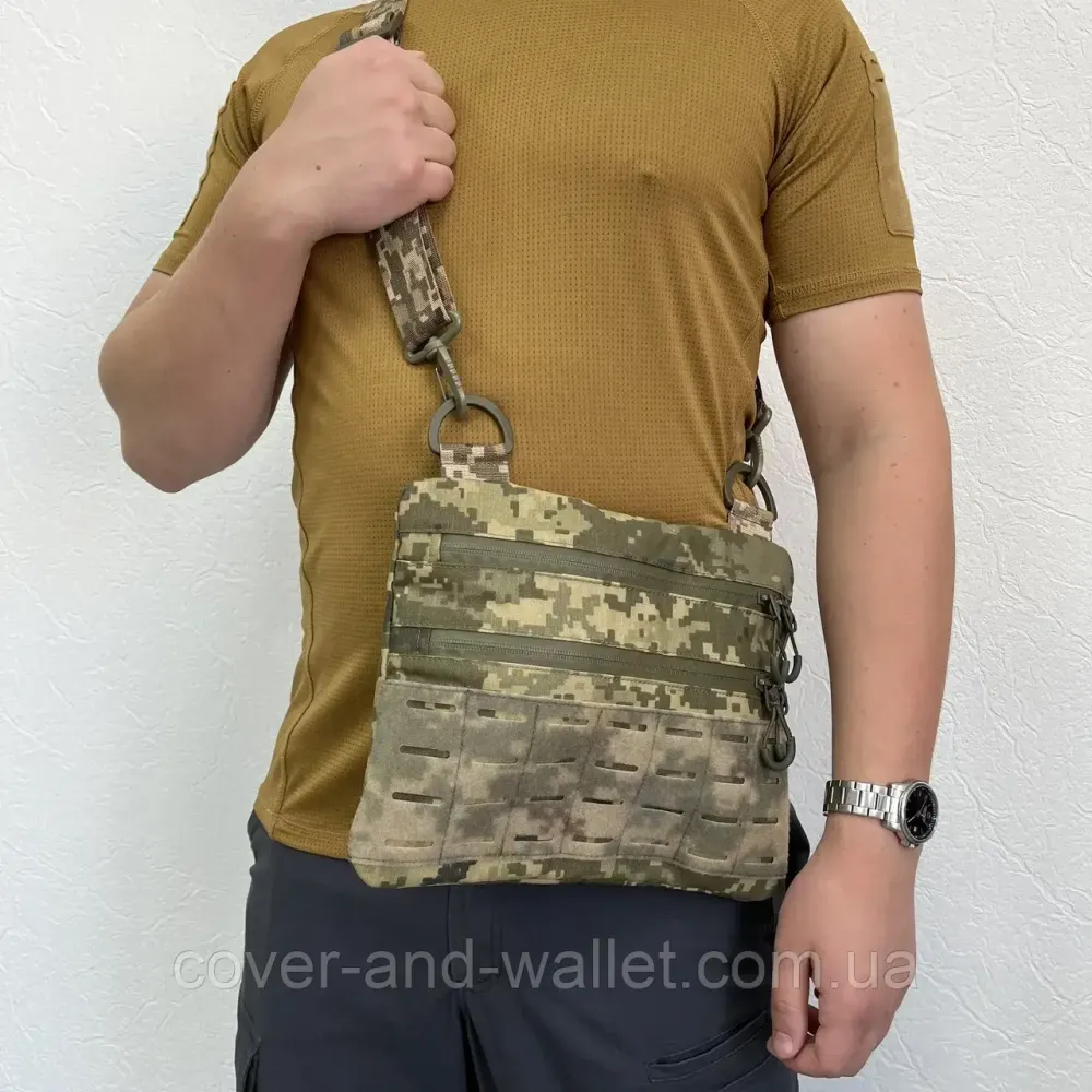 Тонка тактична сумка із міцної тканини Squadron в кольорі Multicam з велкро Київ - фото 10