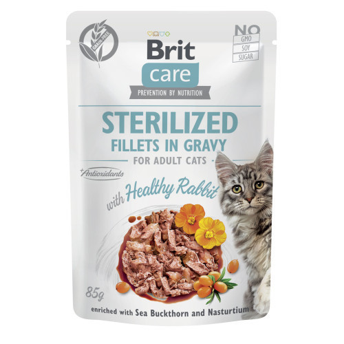 Корм влажный для стерилизованных кошек Brit Care Cat Sterilized филе в соусе с кроликом, пауч, 85 г Киев - изображение 1