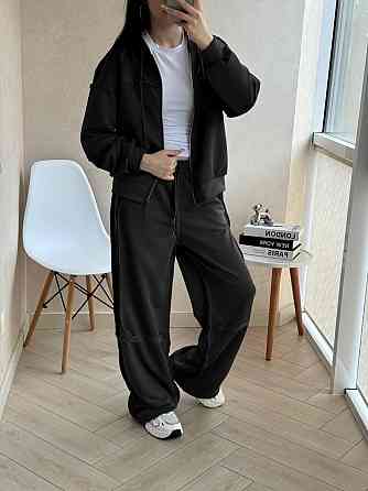 Женский оверсайз костюм двойка турецкая петля Черный Одесса