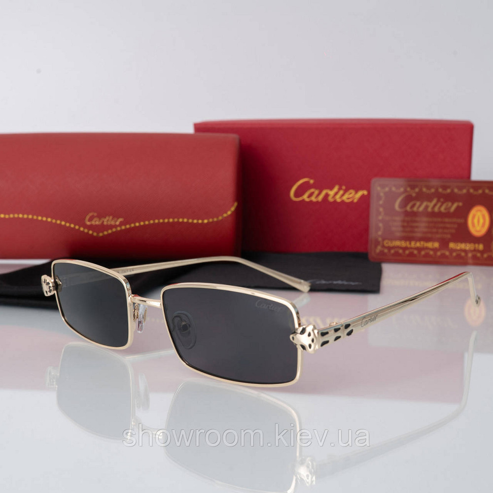 Жіночі стильні сонцезахисні окуляри Cartier (62870) gold Київ - фото 3