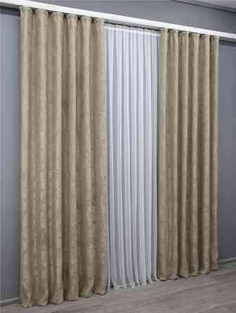 Комплект готовых штор VR-Textil Жаккард Sultan XO № 1683ш Капучино 150х270 см 2 шт (33-0560) Киев