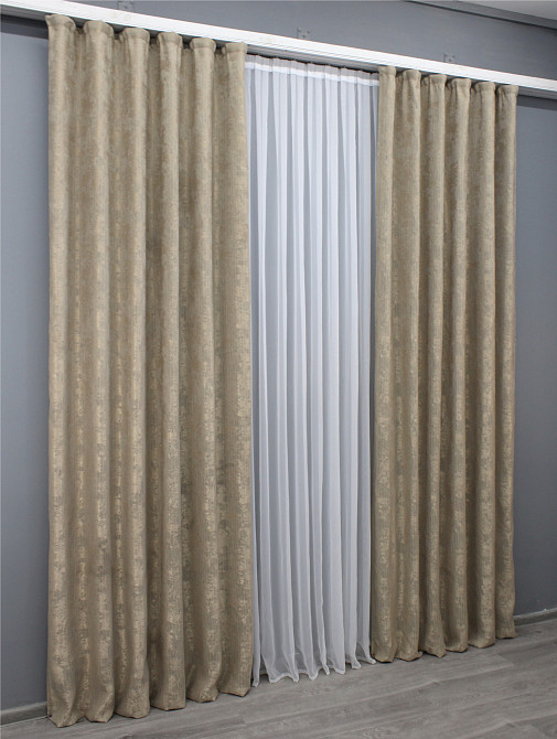Комплект готовых штор VR-Textil Жаккард Sultan XO № 1683ш Капучино 150х270 см 2 шт (33-0560) Киев - изображение 4