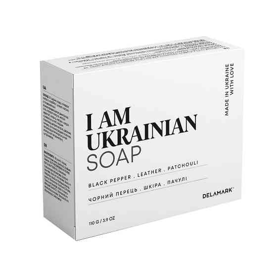 Тверде мило з ароматом чорного перцю, шкіри та пачулі DeLaMark I am Ukrainian 110 г Вінниця