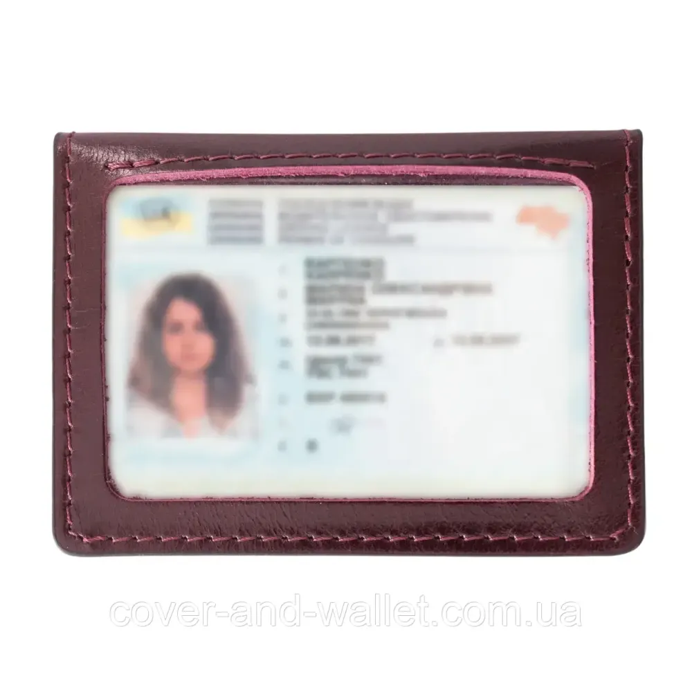 Маленька бордова обкладинка з італійської гладкої шкіри для ID-паспорта та авто документів Grande Pelle Київ - фото 7