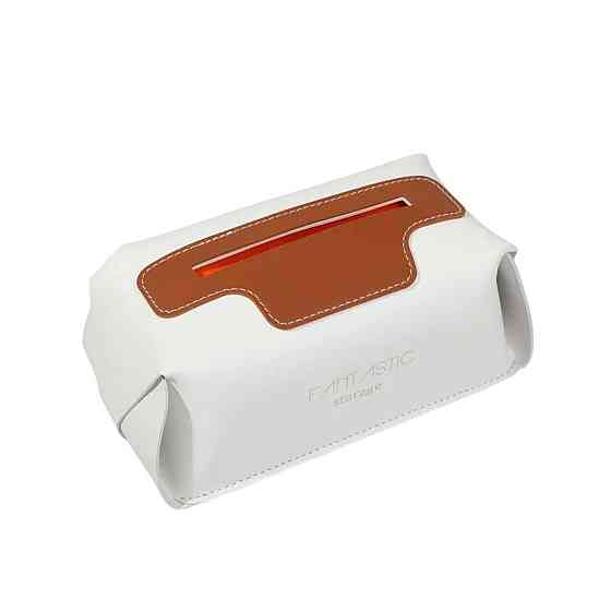 Салфетница из эко кожи 21х12х8 см контейнер для салфеток в автомобиль Белый HP-3-210W Киев