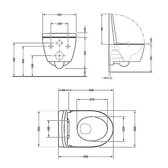 Унітаз підвісний Qtap Taurus безобідковий із сидінням Soft-close QT2433084EUQMB Київ