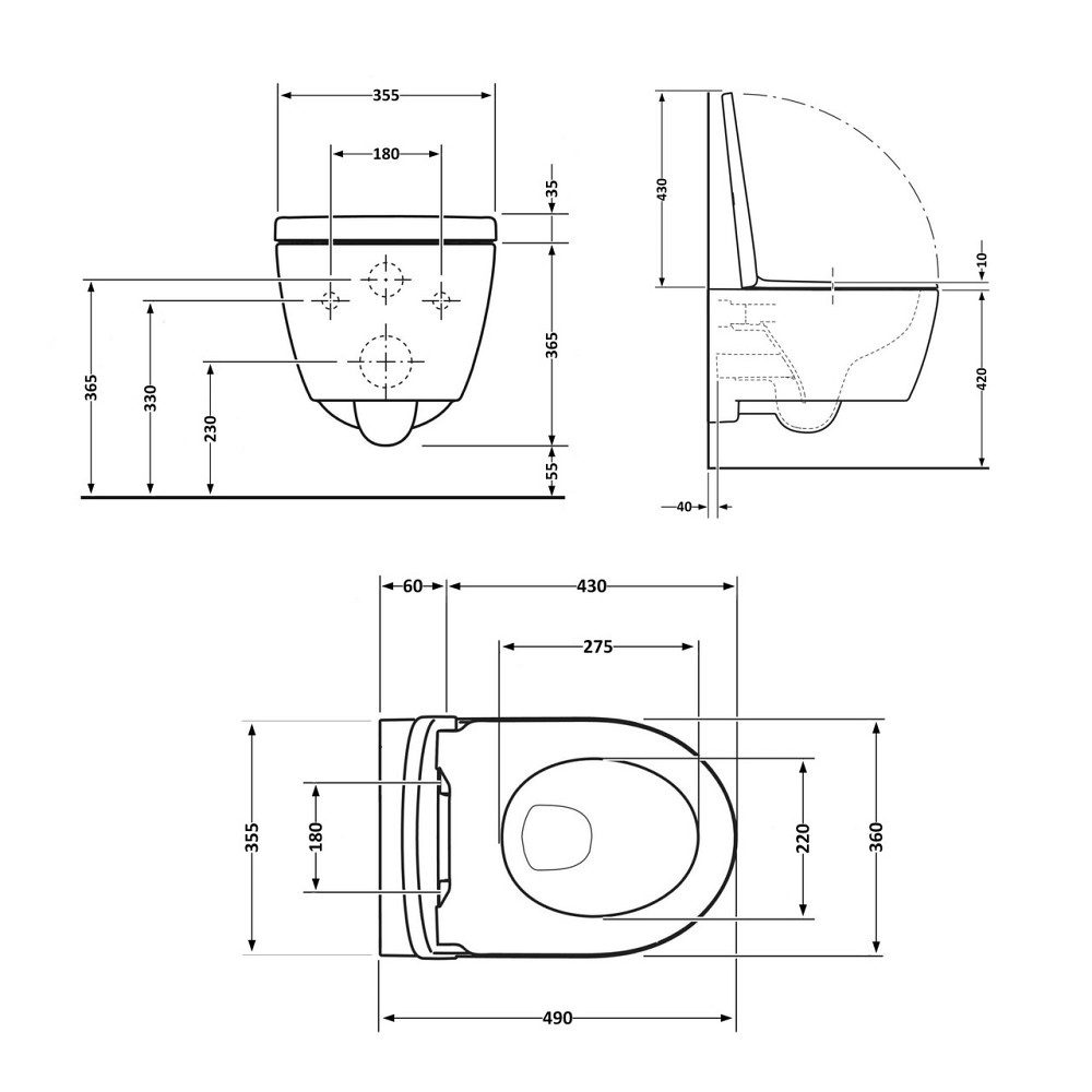 Унітаз підвісний Qtap Taurus безобідковий із сидінням Soft-close QT2433084EUQMB Київ - фото 2