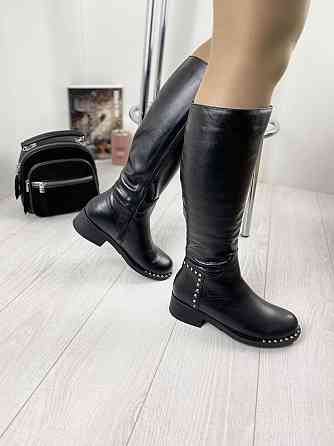 Чоботи жіночі D and V чорні натуральна шкіра зимові высота 39см размер 37 (2596) Коломыя
