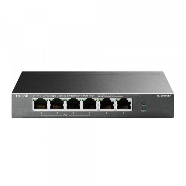 Комутатор TP-Link TL-SF1006P, 6x10/100 Fast Ethernet, FE/4xPoE 56 W (TL-SF1006P) Київ - фото 1