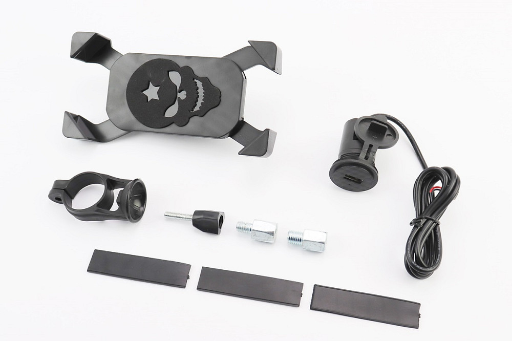 Тримач телефону на кермо + USB зарядка, з подовжувачами дзеркал (мін. габарит телефону 60 * 124мм, макс. габарит 80 * 160мм) Київ - фото 1