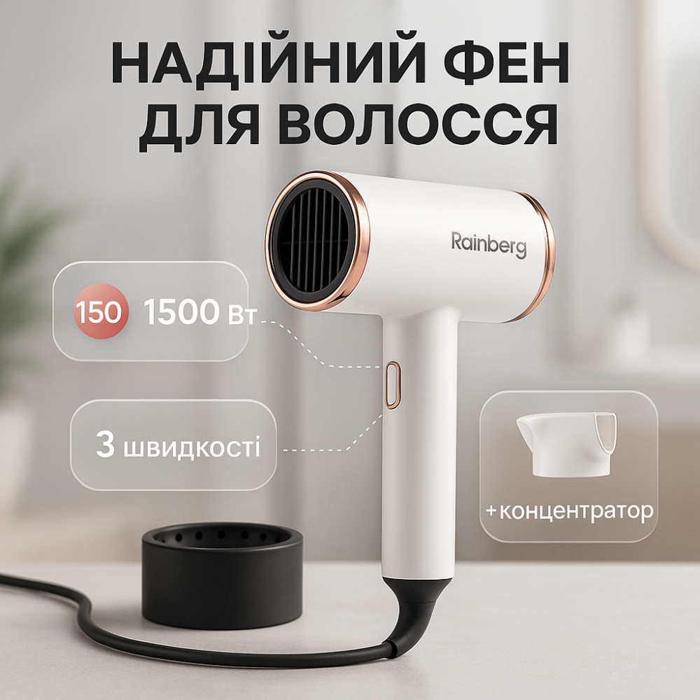 Профессиональный фен для укладки волос с насадкой, Фен для волос с режимами Классический EO-84 Львов - изображение 16