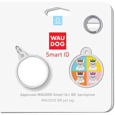 Адресник для животных WAUDOG Smart ID с QR паспортом "Французский бульдог", круг 25 мм (0625-0209) Винница