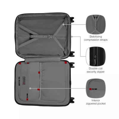 Чемодан Wenger Syntry, полікарбонат/поліестер, мала, н/б 16", 4 колеса, чорна (610163) Винница - изображение 11