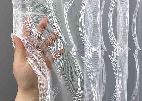 Тюль VR-Textil 2016т Фатин з вишивкою та люрексом Холодний білий 400х270 см (42-1089) Київ