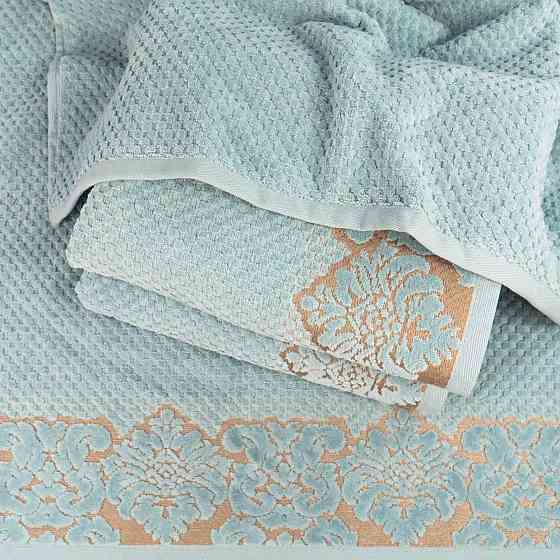 Банное махровое полотенце 70x140см Damask Премиум качества Жаккардовое с велюром 550г/м2 (Мятный) Сумы