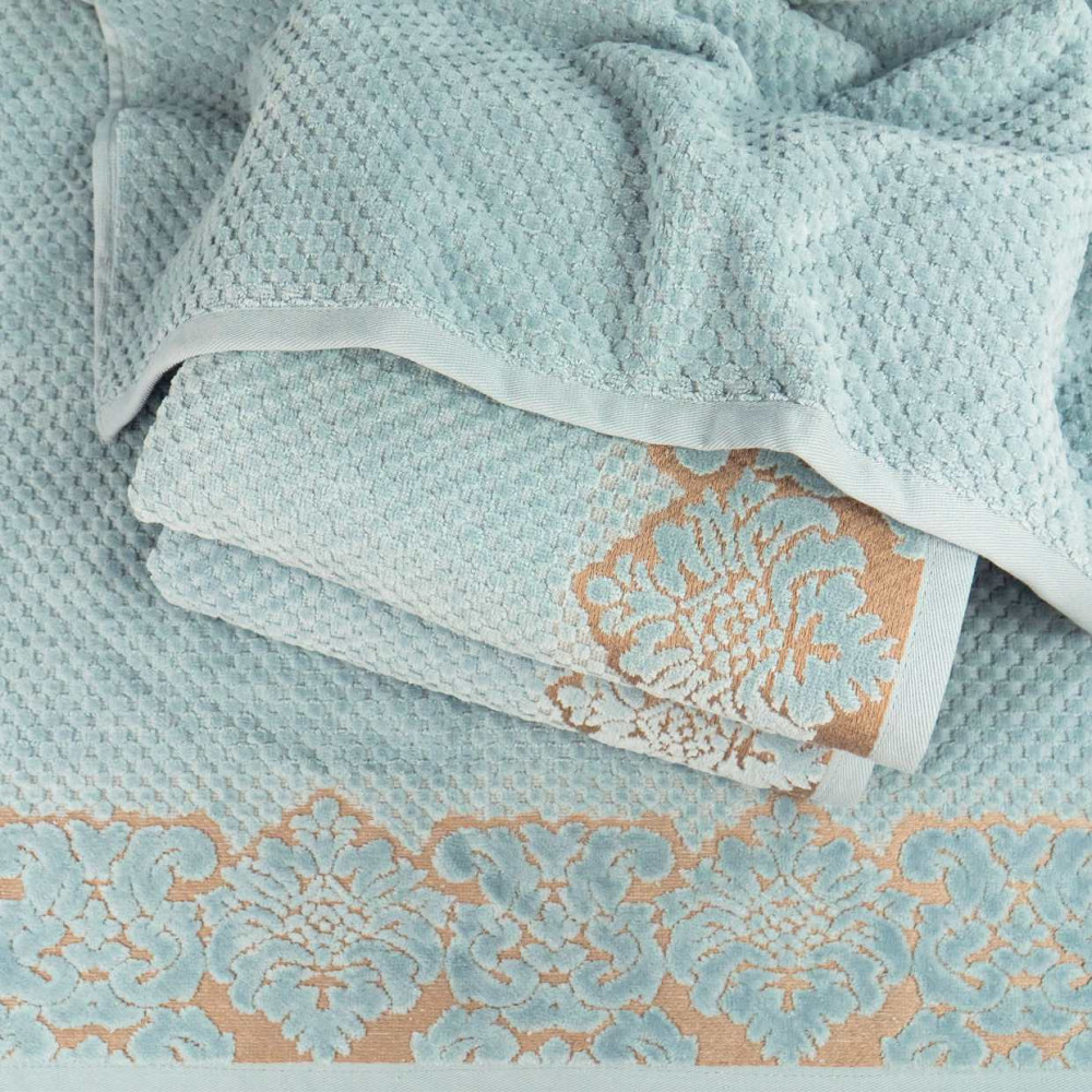 Банное махровое полотенце 70x140см Damask Премиум качества Жаккардовое с велюром 550г/м2 (Мятный) Сумы - изображение 4