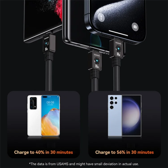 Кабель Usams Type-C 100W, 1.2м, черный Киев