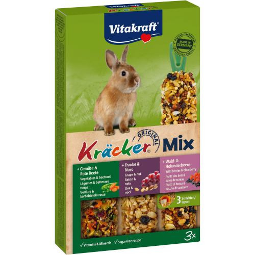 Ласощі Vitakraft Kracker Original Trio-Mix крекер для декоративних гризунів і кроликів з овочами і горіхами та лісовими ягод Київ - фото 1